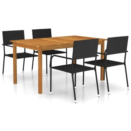 Juego de comedor para jardín de 5 piezas negro de vidaXL, Conjuntos de jardín - Ref: Foro24-3067828, Precio: 242,02 €, Descue...