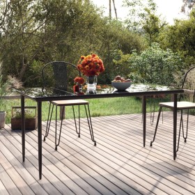 Mesa comedor jardín acero y vidrio templado negro 160x80x74 cm de , Mesas de jardín - Ref: Foro24-319279, Precio: 170,34 €, D...
