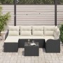 Conjunto de sofá de jardín con cojín 7 pcs Negro Poliratán