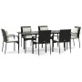 Set de comedor de jardín 7 pzas y cojines ratán sintético negro de , Conjuntos de jardín - Ref: Foro24-3185099, Precio: 568,0...