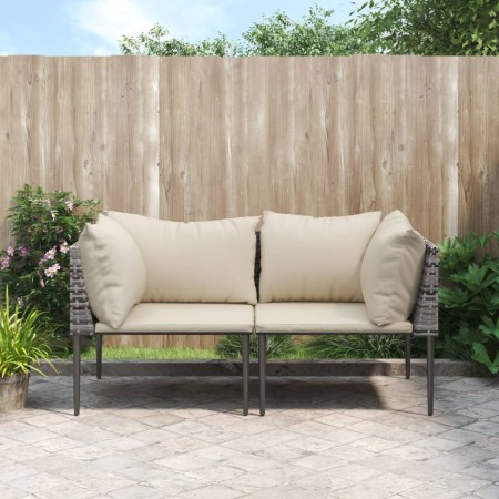 Sofás de esquina jardín con cojines 2 uds ratán sintético gris by , Modular outdoor sofas - Ref: Foro24-364126, Price: 142,44...