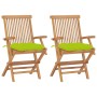 Sillas de jardín 2 uds madera teca con cojines verde brillante by , Garden chairs - Ref: Foro24-3062513, Price: 204,05 €, Dis...