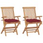 Sillas de jardín 2 uds madera teca con cojines rojo tinto von , Gartenstühle - Ref: Foro24-3062511, Preis: 204,05 €, Rabatt: %