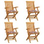 Sillas de jardín 4 uds madera teca con cojines a cuadros rojos von , Gartenstühle - Ref: Foro24-3065630, Preis: 378,06 €, Rab...
