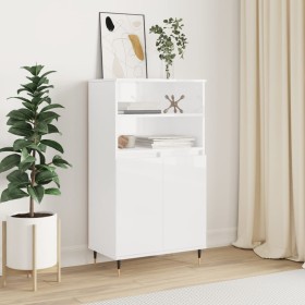 Aparador alto madera contrachapada blanco brillo 60x36x110 cm by , Sideboards - Ref: Foro24-831478, Price: 94,57 €, Discount: %
