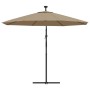 Sombrilla voladiza con luces LED y poste acero taupe 300 cm de , Sombrillas - Ref: Foro24-44522, Precio: 130,83 €, Descuento: %