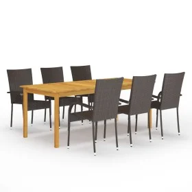 Braunes Garten-Ess-Set 7-teilig von vidaXL, Gartensets - Ref: Foro24-3067877, Preis: 483,06 €, Rabatt: %
