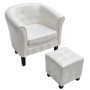Sillón con taburete cuero sintético blanco by , Armchairs - Ref: Foro24-60711, Price: 169,65 €, Discount: %
