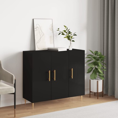 Aparador de madera de ingeniería negro 90x34x80 cm von , Sideboards - Ref: Foro24-828093, Preis: 97,53 €, Rabatt: %