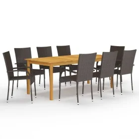 9-piece brown garden dining set by vidaXL, Garden sets - Ref: Foro24-3067880, Price: 651,32 €, Discount: %