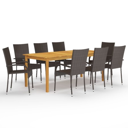 Braunes 9-teiliges Garten-Ess-Set von vidaXL, Gartensets - Ref: Foro24-3067880, Preis: 609,04 €, Rabatt: %