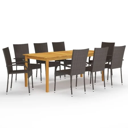 Braunes 9-teiliges Garten-Ess-Set von vidaXL, Gartensets - Ref: Foro24-3067880, Preis: 650,53 €, Rabatt: %