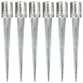 Picas de tierra 6 unidades acero galvanizado plateado 12x91 cm de , Puntas para anclaje en el suelo - Ref: Foro24-145434, Pre...