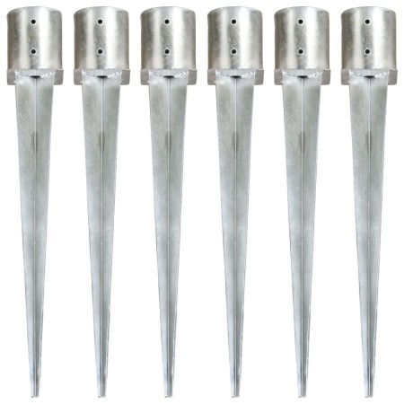 Picas de tierra 6 unidades acero galvanizado plateado 12x91 cm by , Spikes for anchoring in the ground - Ref: Foro24-145434, ...