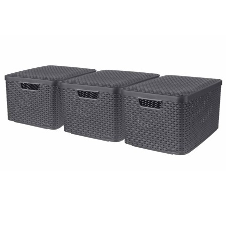 Curver Cajas de almacenaje con tapa Style 3 unidades L gris antracita von , Aufbewahrungskörbe - Ref: Foro24-427235, Preis: 8...