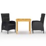 Black 3-Piece Garden Dining Set by vidaXL, Garden sets - Ref: Foro24-3067680, Price: 347,75 €, Discount: %