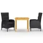 Juego de comedor de jardín de 3 piezas negro de vidaXL, Conjuntos de jardín - Ref: Foro24-3067680, Precio: 394,93 €, Descuent...