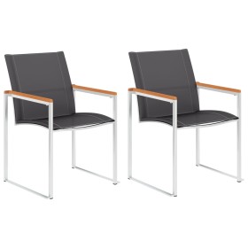 Sillas de jardín 2 unidades textilene y acero inoxidable gris by , Garden chairs - Ref: Foro24-46497, Price: 165,93 €, Discou...