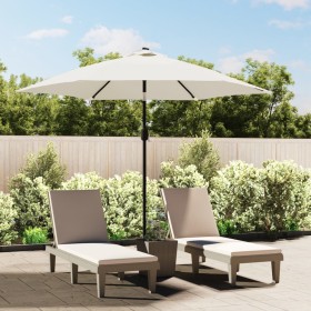 Sombrilla con palo de acero blanca arena 3 m by , Umbrellas - Ref: Foro24-40770, Price: 63,98 €, Discount: %