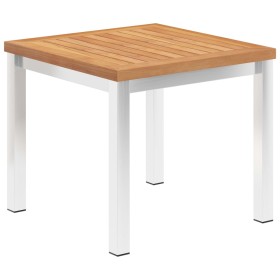 Mesa auxiliar jardín teca maciza y acero inoxidable 45x45x38cm by , Garden tables - Ref: Foro24-46512, Price: 96,15 €, Discou...