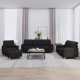 Juego de sofás con cojines 4 piezas tela negro von , Sofas - Ref: Foro24-3201270, Preis: 683,83 €, Rabatt: %