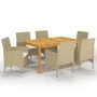 Juego de comedor de jardín de 7 piezas beige de vidaXL, Conjuntos de jardín - Ref: Foro24-3067767, Precio: 556,08 €, Descuent...