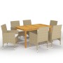 Juego de comedor de jardín de 7 piezas beige de vidaXL, Conjuntos de jardín - Ref: Foro24-3067767, Precio: 545,86 €, Descuent...