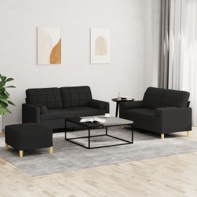 Juego de sofás con cojines 3 piezas tela negro von , Sofas - Ref: Foro24-3201302, Preis: 481,08 €, Rabatt: %