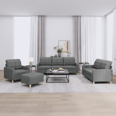 Juego de sofás con cojines 4 piezas tela gris oscuro by , Sofas - Ref: Foro24-3201251, Price: 746,11 €, Discount: %
