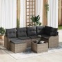 Conjunto de sofá de jardín con cojín 7 pcs Gris Poliratán