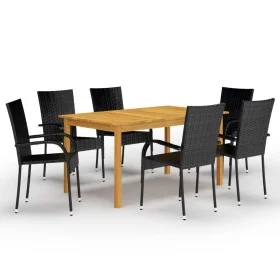 7-teiliges schwarzes Garten-Ess-Set von vidaXL, Gartensets - Ref: Foro24-3067787, Preis: 462,45 €, Rabatt: %