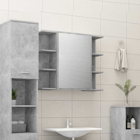 Armario de espejo de baño contrachapada gris 80x20,5x64 cm von , Badezimmerwaschtische - Ref: Foro24-802610, Preis: 89,50 €, ...