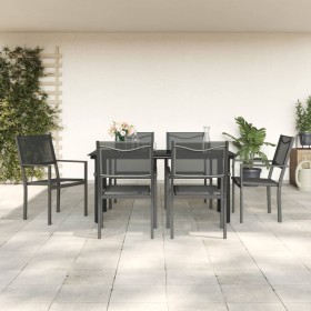 Juego de comedor para jardín 7 piezas acero y textilene negro von , Gartensets - Ref: Foro24-3200731, Preis: 407,15 €, Rabatt: %