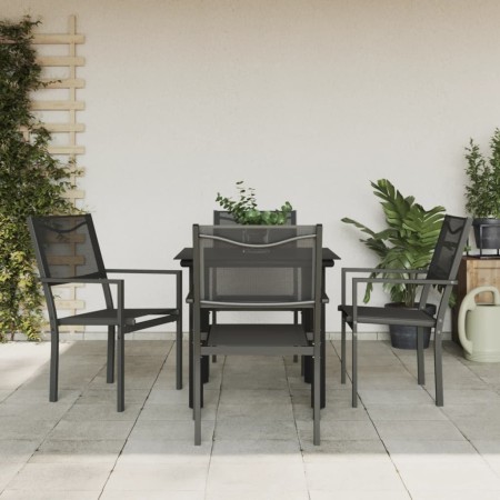 Juego de comedor para jardín 5 piezas acero y textilene negro by , Garden sets - Ref: Foro24-3200727, Price: 282,06 €, Discou...