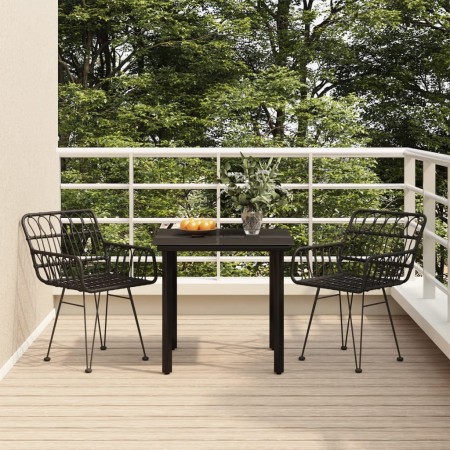 Juego de comedor de jardín 3 piezas ratán sintético negro by , Garden sets - Ref: Foro24-3157866, Price: 222,80 €, Discount: %