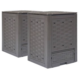 Compostador de jardín 2 uds plástico ratán 60x60x83 cm 600 L de , Compostadores - Ref: Foro24-278917, Precio: 139,45 €, Descu...