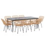 Juego de comedor de jardín 9 piezas ratán sintético