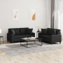 Juego de sofás con cojines 2 piezas cuero sintético negro by , Sofas - Ref: Foro24-3201368, Price: 464,39 €, Discount: %