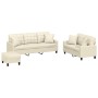 Juego de sofás con cojines 3 piezas cuero sintético color crema by , Sofas - Ref: Foro24-3201394, Price: 512,81 €, Discount: %