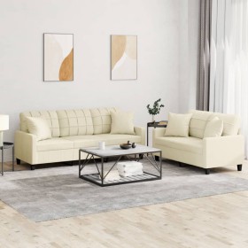 Juego de sofás con cojines 2 piezas cuero sintético color crema von , Sofas - Ref: Foro24-3201389, Preis: 492,63 €, Rabatt: %