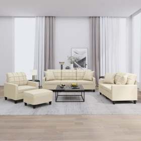 Juego de sofás con cojines 4 piezas cuero sintético color crema by , Sofas - Ref: Foro24-3201354, Price: 654,53 €, Discount: %