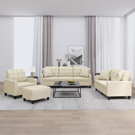 Juego de sofás con cojines 4 piezas cuero sintético color crema von , Sofas - Ref: Foro24-3201354, Preis: 657,19 €, Rabatt: %