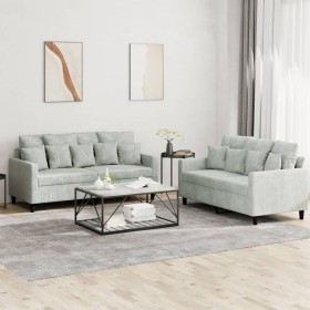 Juego de sofás con cojines 2 piezas terciopelo gris claro by , Sofas - Ref: Foro24-3201700, Price: 425,54 €, Discount: %