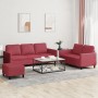 Juego de sofás con cojines 3 piezas cuero sintético rojo tinto by , Sofas - Ref: Foro24-3201768, Price: 488,25 €, Discount: %