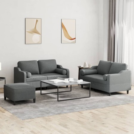 Juego de sofás con cojines 3 piezas tela gris oscuro von , Sofas - Ref: Foro24-3201827, Preis: 489,59 €, Rabatt: %