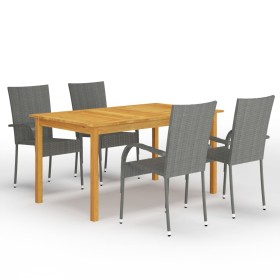 Juego de comedor para jardín 5 piezas gris