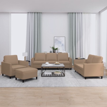 Juego de sofás con cojines 4 piezas cuero sintético capuchino by , Sofas - Ref: Foro24-3201749, Price: 627,26 €, Discount: %