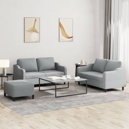 Juego de sofás con cojines 3 piezas tela gris claro by , Sofas - Ref: Foro24-3201810, Price: 470,27 €, Discount: %