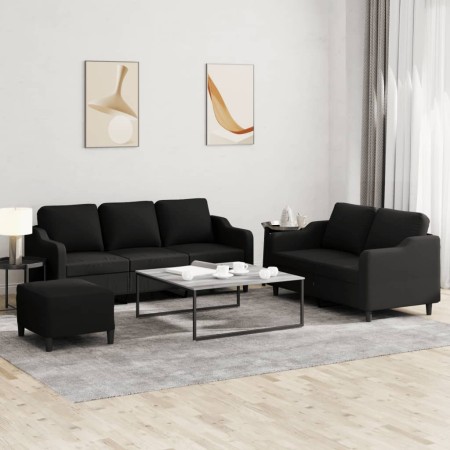Juego de sofás con cojines 3 piezas tela negro by , Sofas - Ref: Foro24-3201846, Price: 489,12 €, Discount: %