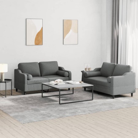Juego de sofás con cojines 2 piezas tela gris oscuro by , Sofas - Ref: Foro24-3201819, Price: 431,00 €, Discount: %